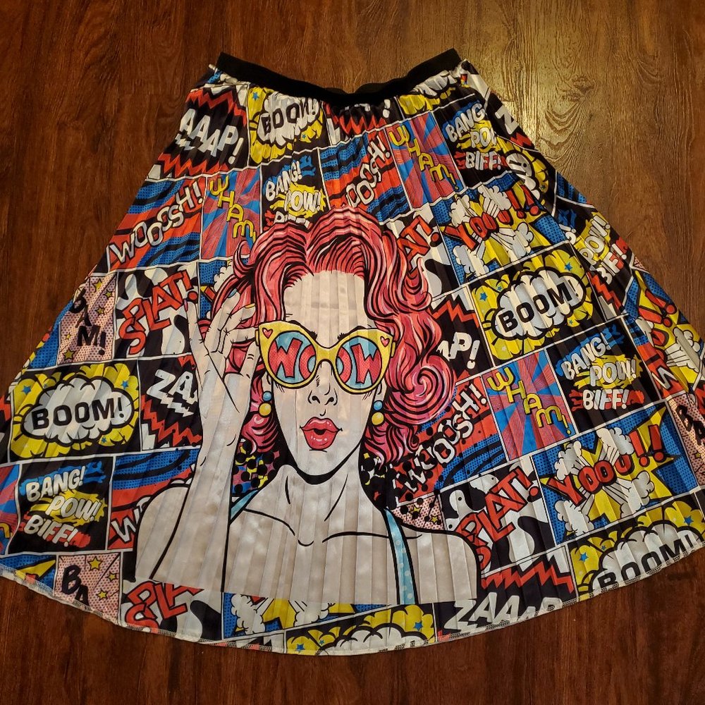 Shein Pop Art Pleated Skirt